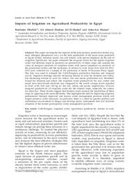 Impacts of Irrigation on Agricultural Productivity in Egypt Impacts of Irrigation on Agricultural Productivity in Egypt
