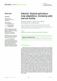 Editorial: Dryland agriculture: crop adaptations, increasing yield and soil fertility Editorial: Dryland agriculture: crop adaptations, increasing yield and soil fertility