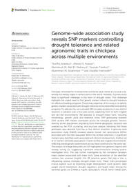 Genome-wide association study reveals SNP markers controlling drought tolerance and related agronomic traits in chickpea across multiple environments Genome-wide association study reveals SNP markers controlling drought tolerance and related agronomic traits in chickpea across multiple environments