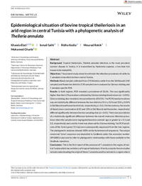 Epidemiological situation of bovine tropical theileriosis in an arid region in central Tunisia with a phylogenetic analysis of Theileria annulata Epidemiological situation of bovine tropical theileriosis in an arid region in central Tunisia with a phylogenetic analysis of Theileria annulata