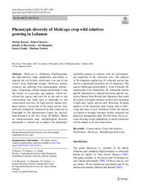Phenotypic diversity of Medicago crop wild relatives growing in Lebanon Phenotypic diversity of Medicago crop wild relatives growing in Lebanon