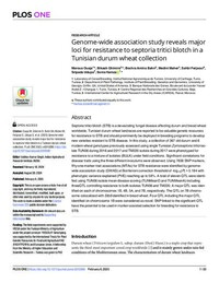 Genome-wide association study reveals major loci for resistance to septoria tritici blotch in a Tunisian durum wheat collection Genome-wide association study reveals major loci for resistance to septoria tritici blotch in a Tunisian durum wheat collection