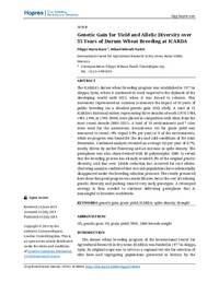 Genetic Gain for Yield and Allelic Diversity over 35 Years of Durum Wheat Breeding at ICARDA 