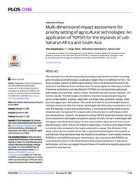 Multi-dimensional impact assessment for priority setting of agricultural technologies: An application of TOPSIS for the drylands of sub-Saharan Africa and South Asia