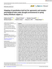 Mapping of quantitative trait loci for agronomic and morpho-physiological traits under drought environments in springbarley (Hordeum vulgare L.) Mapping of quantitative trait loci for agronomic and morpho-physiological traits under drought environments in springbarley (Hordeum vulgare L.)
