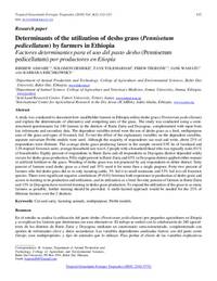 Determinants of the utilization of desho grass (Pennisetum pedicellatum) by farmers in Ethiopia Determinants of the utilization of desho grass (Pennisetum pedicellatum) by farmers in Ethiopia