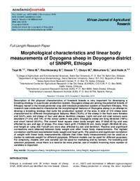 Morphological characteristics and linear body measurements of Doyogena sheep in Doyogena district of SNNPR, Ethiopia Morphological characteristics and linear body measurements of Doyogena sheep in Doyogena district of SNNPR, Ethiopia