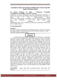 Association Analysis of Genotypic and Phenotypic Traits Using SSR Marker in Durum Wheat Association Analysis of Genotypic and Phenotypic Traits Using SSR Marker in Durum Wheat