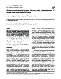 Genotypic and growing location effect on grain β-glucan content of barley under sub-tropical climates Genotypic and growing location effect on grain β-glucan content of barley under sub-tropical climates