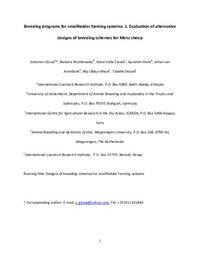 Breeding programs for smallholder sheep farming systems: I. Evaluation of alternative designs of breeding schemes Breeding programs for smallholder sheep farming systems: I. Evaluation of alternative designs of breeding schemes