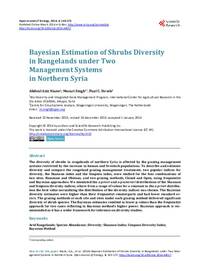Bayesian Estimation of Shrubs Diversity in Rangelands under Two Management Systems in Northern Syria Bayesian Estimation of Shrubs Diversity in Rangelands under Two Management Systems in Northern Syria