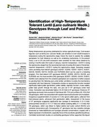Identification of High-Temperature Tolerant Lentil (Lens culinaris Medik.) Genotypes through Leaf and Pollen Traits Identification of High-Temperature Tolerant Lentil (Lens culinaris Medik.) Genotypes through Leaf and Pollen Traits