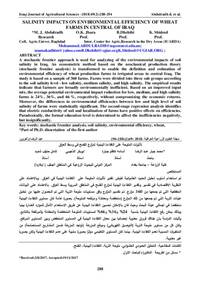 Salinity Impacts on Environmental Efficiency of Wheat farms in Central of Iraq Salinity Impacts on Environmental Efficiency of Wheat farms in Central of Iraq
