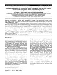 Screening of lentil genotypes for resistance to Bean yellow mosaic virus and effect of mixed infection on the susceptibility of some resistant lentil genotypes Screening of lentil genotypes for resistance to Bean yellow mosaic virus and effect of mixed infection on the susceptibility of some resistant lentil genotypes