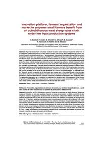 Innovation Platform, Farmers’ Organizations, and Market to Empower Small Farmers Benefit from an Autochthonous Meat Sheep Value Chain Under Low Input Production Systems Innovation Platform, Farmers’ Organizations, and Market to Empower Small Farmers Benefit from an Autochthonous Meat Sheep Value Chain Under Low Input Production Systems