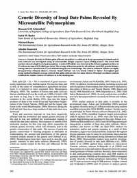 Genetic Diversity of Iraqi Date Palms Revealed By Microsatellite Polymorphism Genetic Diversity of Iraqi Date Palms Revealed By Microsatellite Polymorphism