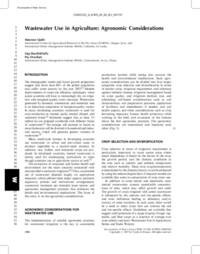 Wastewater Use in Agriculture: Agronomic Considerations Wastewater Use in Agriculture: Agronomic Considerations