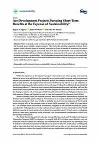 Are Development Projects Pursuing Short-Term Benefits at the Expense of Sustainability? Are Development Projects Pursuing Short-Term Benefits at the Expense of Sustainability?