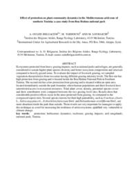 Effect of protection on plant community dynamics in the Mediterranean arid zone of southern Tunisia: a case study from Bou Hedma national park Effect of protection on plant community dynamics in the Mediterranean arid zone of southern Tunisia: a case study from Bou Hedma national park