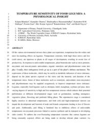 Temperature sensitivity of food legumes: a physiological insight Temperature sensitivity of food legumes: a physiological insight