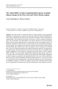 The vulnerability of native rangeland plant species to global climate change in the West Asia and North African regions