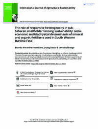 The role of responsive heterogeneity in sub-Saharan smallholder farming sustainability: socio-economic and biophysical determinants of mineral and organic fertilizers used in South Western Burkina Faso