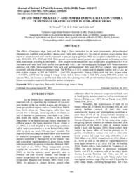 Awassi Sheep Milk Fatty Acid Profile during lactation under a traditional grazing system in semi-arid regions