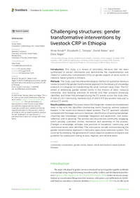 Challenging structures: gender transformative interventions by livestock CRP in Ethiopia Challenging structures: gender transformative interventions by livestock CRP in Ethiopia