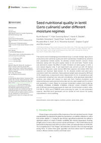 Seed nutritional quality in lentil (Lens culinaris) under different moisture regimes Seed nutritional quality in lentil (Lens culinaris) under different moisture regimes