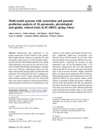 Multi-model genome-wide association and genomic prediction analysis of 16 agronomic, physiological and quality related traits in ICARDA spring wheat Multi-model genome-wide association and genomic prediction analysis of 16 agronomic, physiological and quality related traits in ICARDA spring wheat