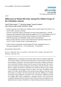 Differences in Manioc Diversity Among Five Ethnic Groups of the Colombian Amazon Differences in Manioc Diversity Among Five Ethnic Groups of the Colombian Amazon