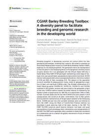 CGIAR Barley Breeding Toolbox: A diversity panel to facilitate breeding and genomic research in the developing world CGIAR Barley Breeding Toolbox: A diversity panel to facilitate breeding and genomic research in the developing world