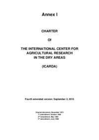 Charter of The International Center for Agricultural Research in the Dry Areas (ICARDA) Charter of The International Center for Agricultural Research in the Dry Areas (ICARDA)