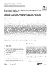 Legume-based rotations have clear economic advantages over cereal monocropping in dry areas Legume-based rotations have clear economic advantages over cereal monocropping in dry areas