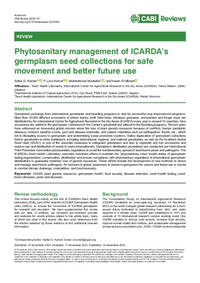 Phytosanitary management of ICARDA’s germplasm seed collections for safe movement and better future use