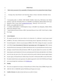 Multi-criteria assessment of the sustainability of farming systems in the reclaimed desert lands of Egypt Multi-criteria assessment of the sustainability of farming systems in the reclaimed desert lands of Egypt