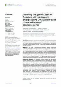 Unveiling the genetic basis of Fusarium wilt resistance in chickpea using GWAS analysis and characterization of candidate genes Unveiling the genetic basis of Fusarium wilt resistance in chickpea using GWAS analysis and characterization of candidate genes