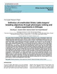 Definition of smallholder Sheko cattle keepers’ breeding objectives through phenotypic ranking and choice experiments in Ethiopia Definition of smallholder Sheko cattle keepers’ breeding objectives through phenotypic ranking and choice experiments in Ethiopia