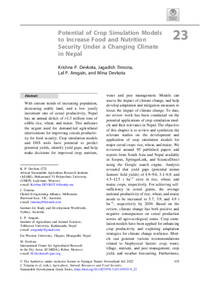 Potential of Crop Simulation Models to Increase Food and Nutrition Security Under a Changing Climate in Nepal Potential of Crop Simulation Models to Increase Food and Nutrition Security Under a Changing Climate in Nepal