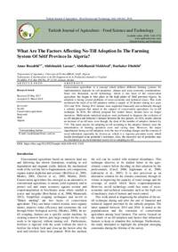 What Are The Factors Affecting No-Till Adoption In The Farming System Of Sétif Province In Algeria? What Are The Factors Affecting No-Till Adoption In The Farming System Of Sétif Province In Algeria?