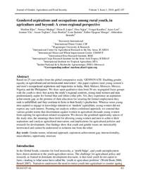 Gendered aspirations and occupations among rural youth, in agriculture and beyond: A cross-regional perspective Gendered aspirations and occupations among rural youth, in agriculture and beyond: A cross-regional perspective