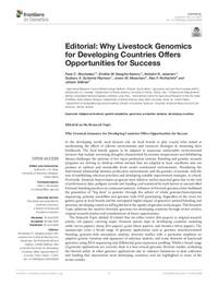 Editorial: Why Livestock Genomics for Developing Countries Offers Opportunities for Success Editorial: Why Livestock Genomics for Developing Countries Offers Opportunities for Success