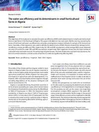 The water use efficiency and its determinants in small horticultural farms in Algeria The water use efficiency and its determinants in small horticultural farms in Algeria