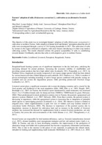 Farmers’ adoption of sulla (Hedysarum coronarium L.) cultivation as an alternative livestock feed Farmers’ adoption of sulla (Hedysarum coronarium L.) cultivation as an alternative livestock feed