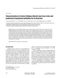 Characterization of a Syrian Chickpea chlorotic stunt virus strain and production of polyclonal antibodies for its detection Characterization of a Syrian Chickpea chlorotic stunt virus strain and production of polyclonal antibodies for its detection