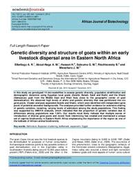 Genetic diversity and structure of goats within an early livestock dispersal area in Eastern North Africa Genetic diversity and structure of goats within an early livestock dispersal area in Eastern North Africa