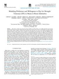 Modeling Preference and Willingness to Pay for Drought Tolerance (DT) in Maize in Rural Zimbabwe Modeling Preference and Willingness to Pay for Drought Tolerance (DT) in Maize in Rural Zimbabwe
