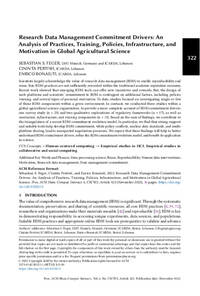 Research Data Management Commitment Drivers: An Analysis of Practices, Training, Policies, Infrastructure, and Motivation in Global Agricultural Science Research Data Management Commitment Drivers: An Analysis of Practices, Training, Policies, Infrastructure, and Motivation in Global Agricultural Science