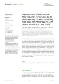 Improvement of cool-season food legumes for adaptation to intercropping systems: breeding faba bean for intercropping with durum wheat as a case study Improvement of cool-season food legumes for adaptation to intercropping systems: breeding faba bean for intercropping with durum wheat as a case study