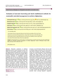 Evaluation of rainwater harvesting and shrub establishment methods for sustainable watershed management in northern Afghanistan Evaluation of rainwater harvesting and shrub establishment methods for sustainable watershed management in northern Afghanistan
